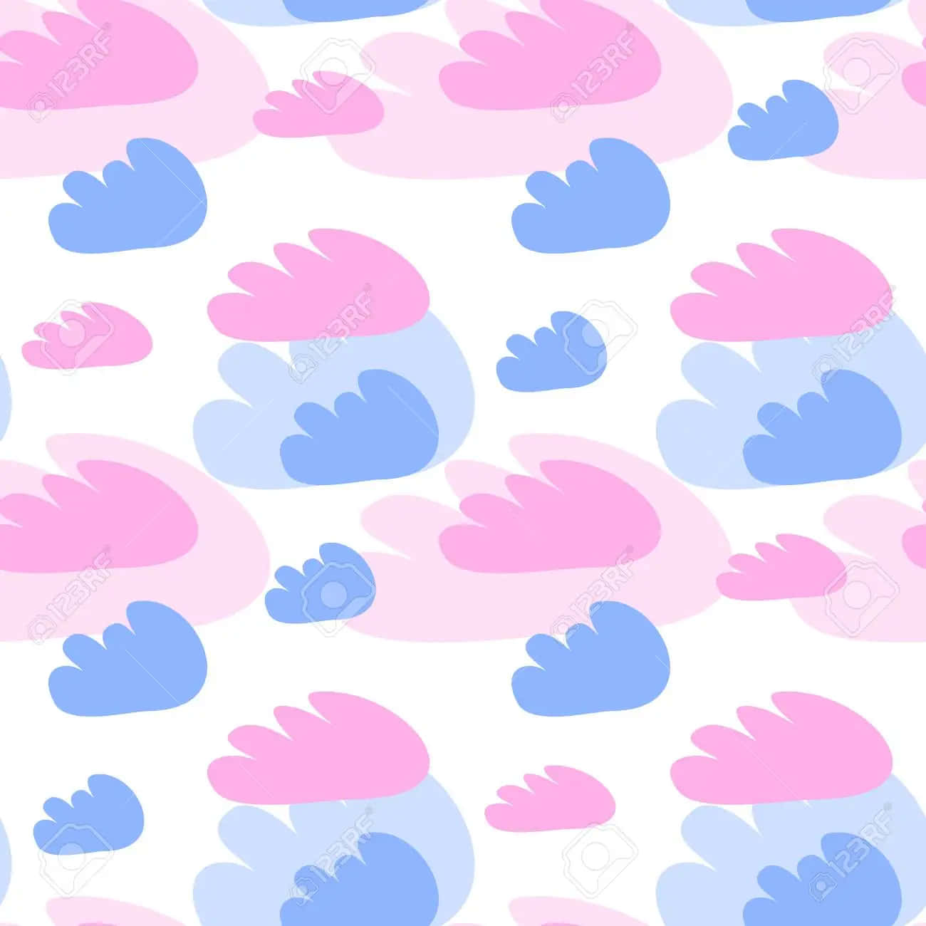 Pink And Blue Clouds, seamless pattern, abstract pink and blue hand-like shapes, HD Desktop Wallpaper