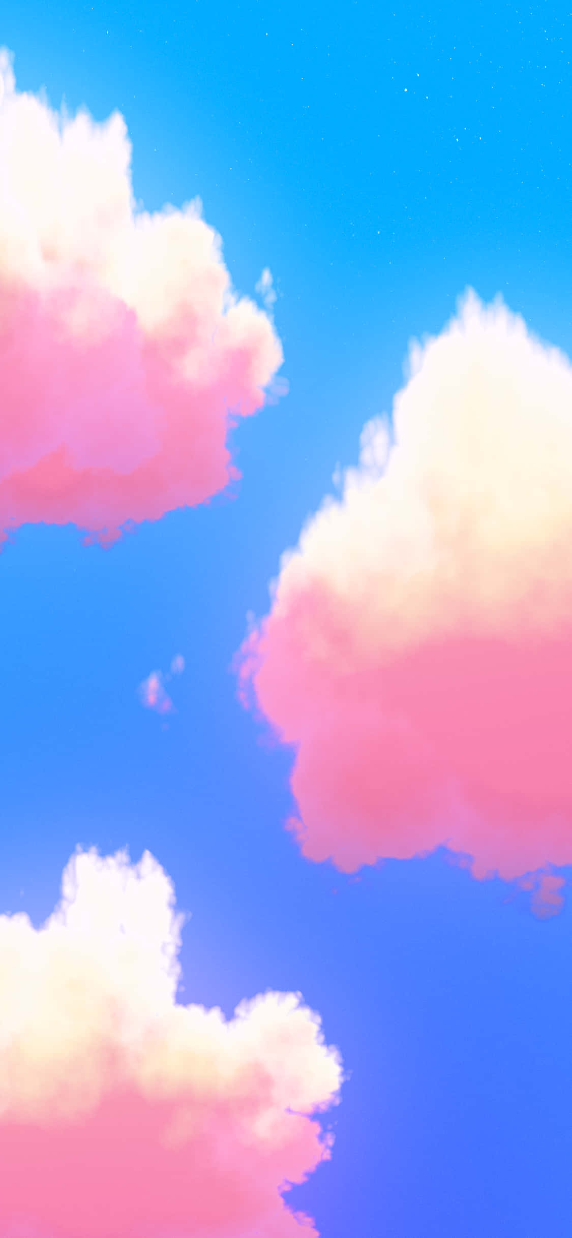 Pink And Blue Clouds, soft pink and white clouds, gradient blue sky, Full HD Phone Wallpaper