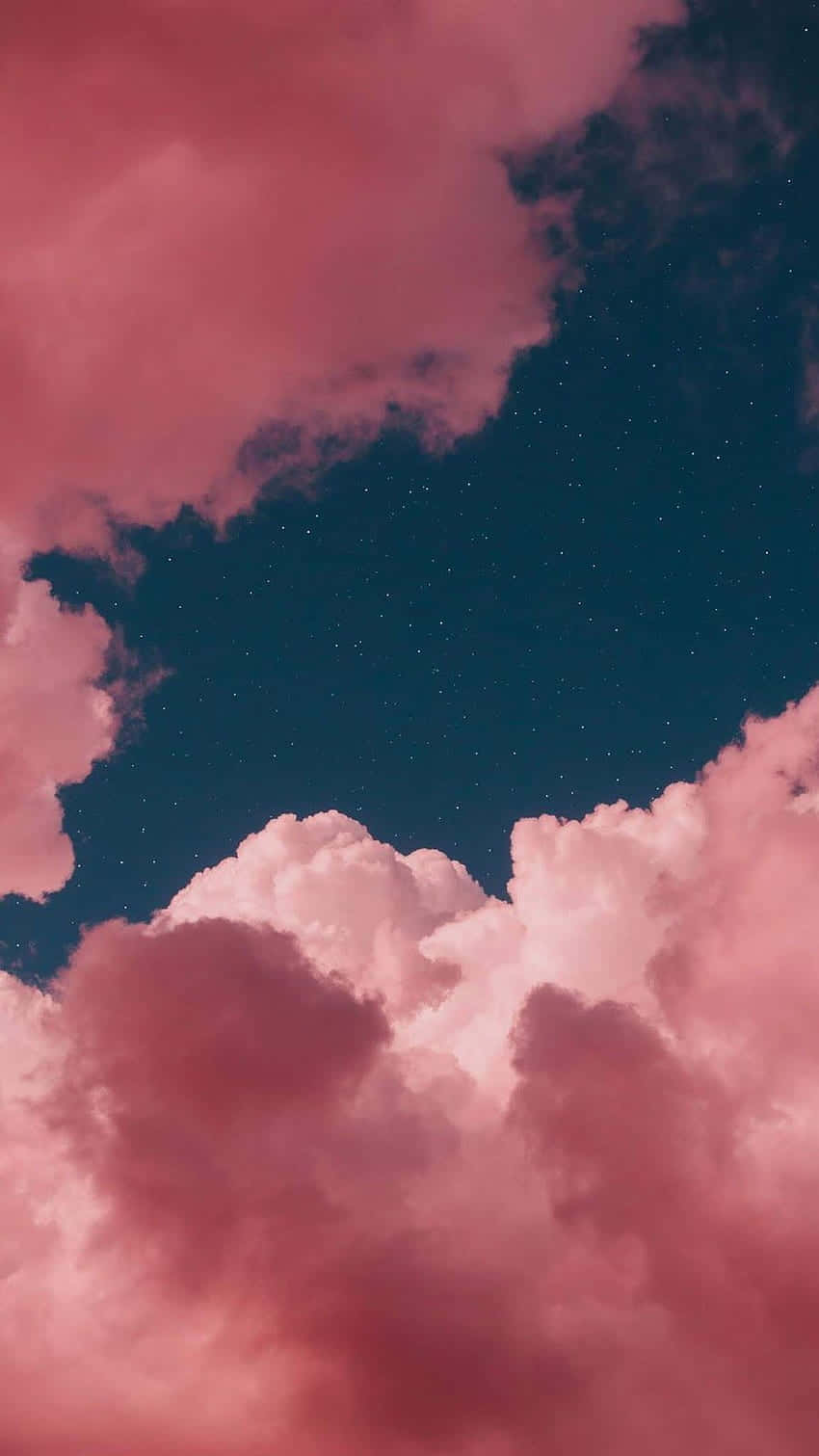 Pink And Blue Clouds, vibrant pink clouds, starry deep blue night sky, HD Phone Wallpaper