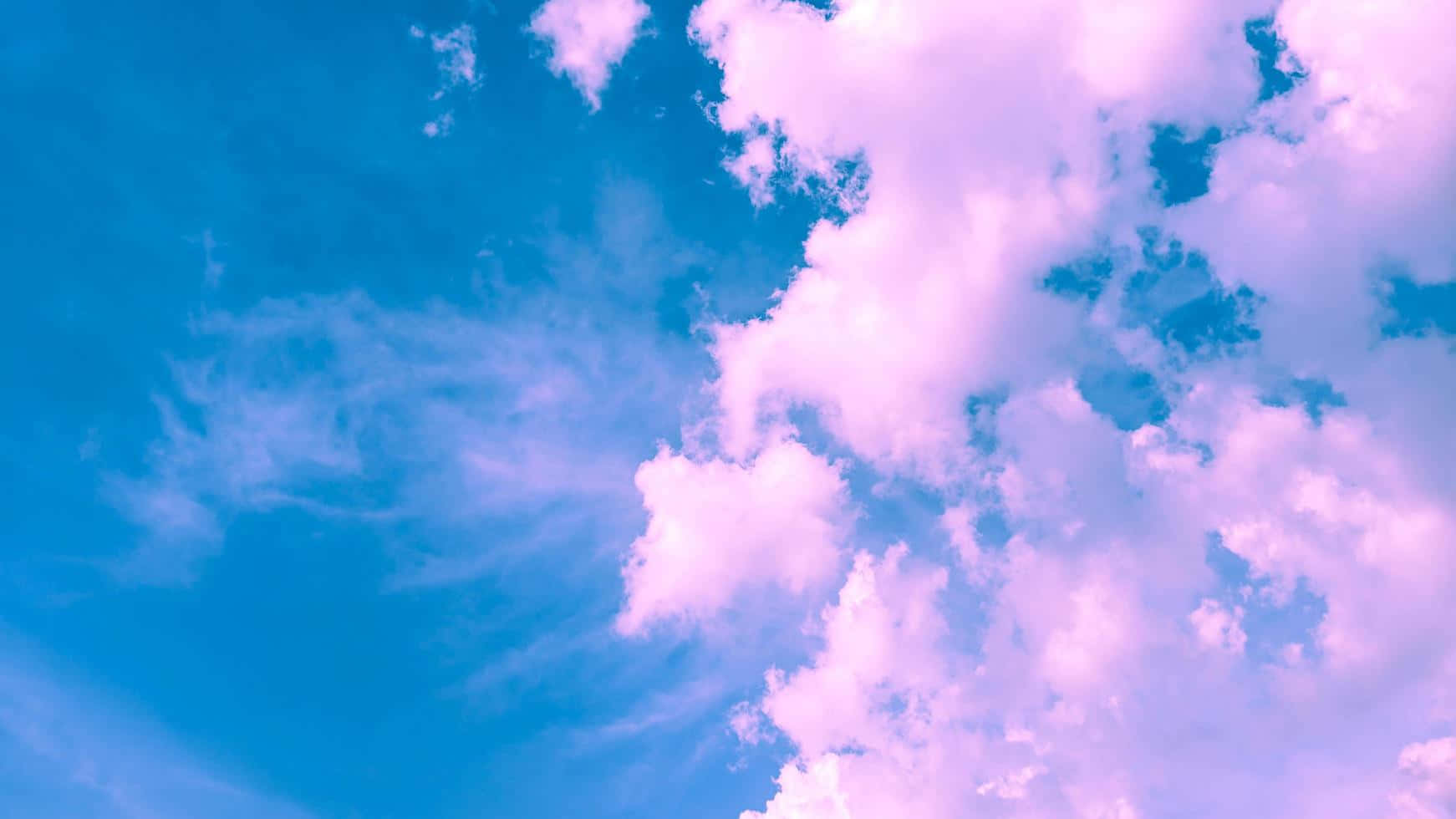 Pink And Blue Clouds Formation, vibrant blue sky, soft pink and white clouds, HD Desktop Wallpaper