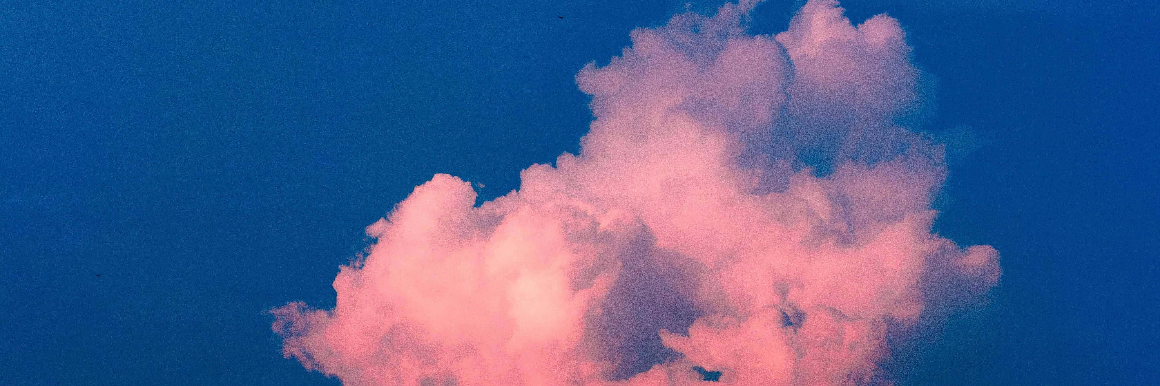 Vintage Blue Sky Pink Clouds, pink clouds, deep blue sky, 4K Desktop Wallpaper