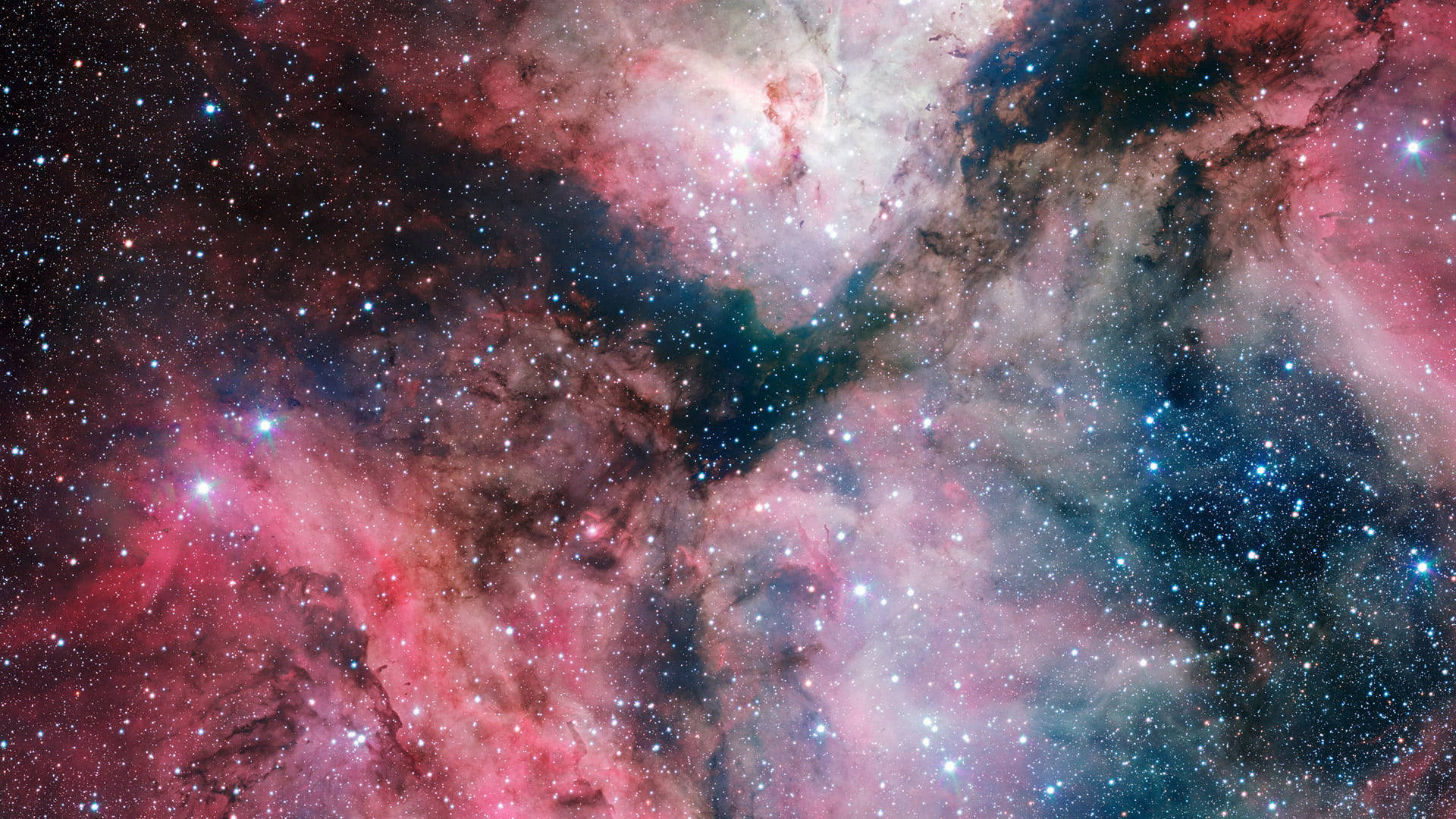 Starry Space Background, pink red, blue, Full HD Desktop Wallpaper