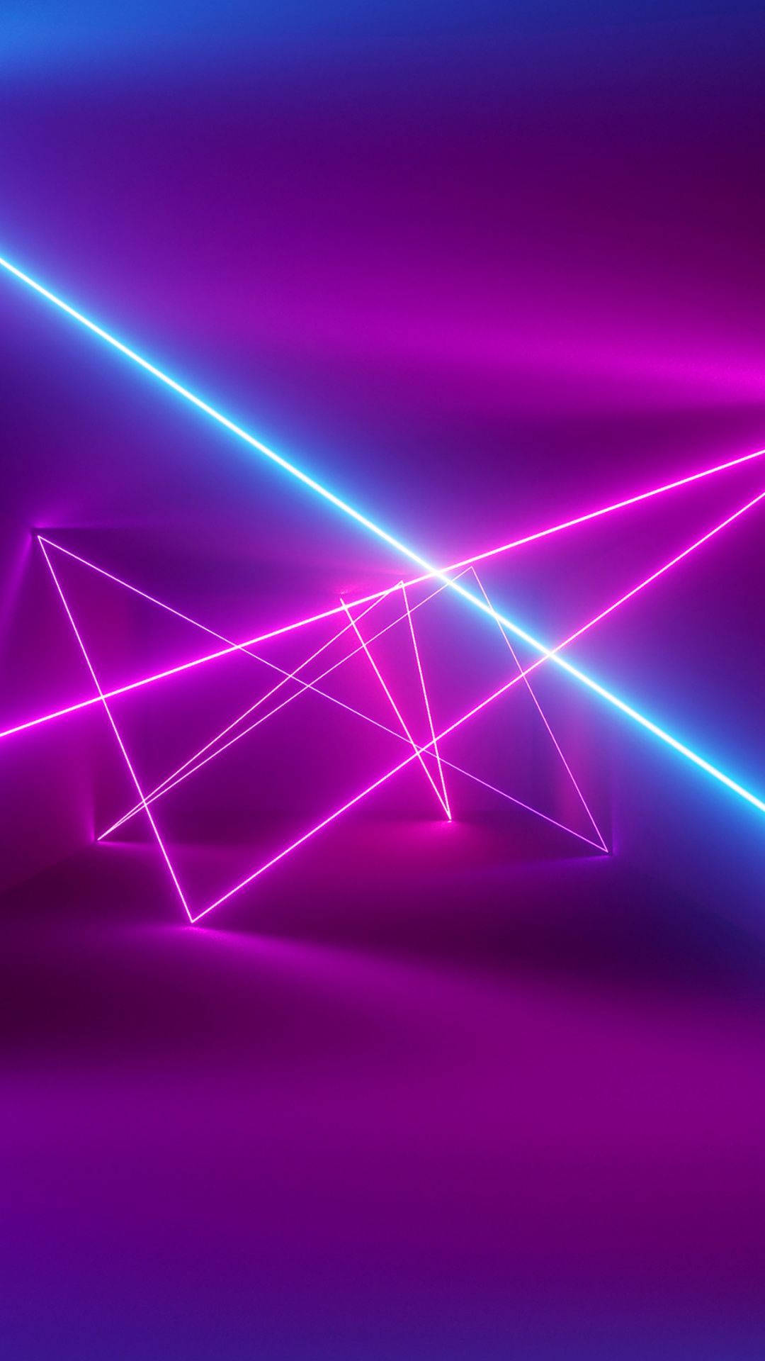 neon pink, blue laser beams, geometric pattern, Full HD Phone Wallpaper