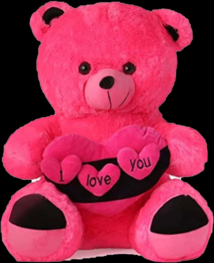 pink teddy bear, black ribbon, three pink hearts, SD Phone Wallpaper