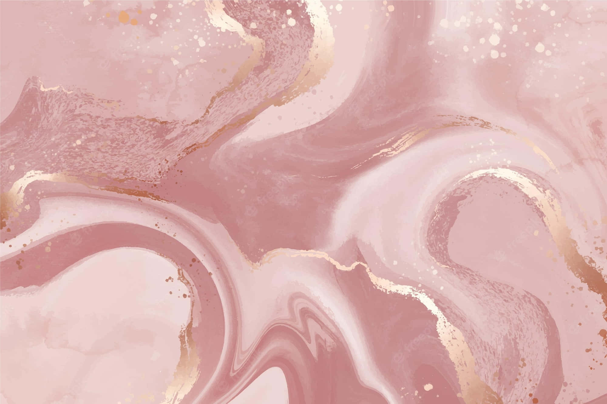 pink, gold, abstract swirls, Full HD Desktop Wallpaper