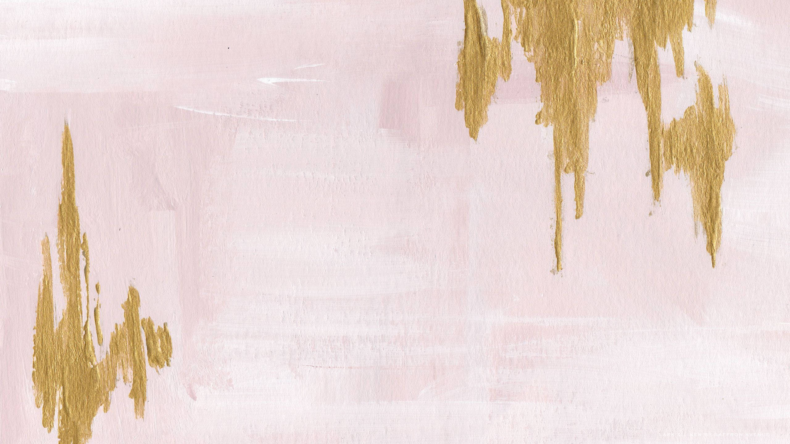 modern pink and gold, soft pink canvas, textured gold paint drips, 2K Desktop Wallpaper