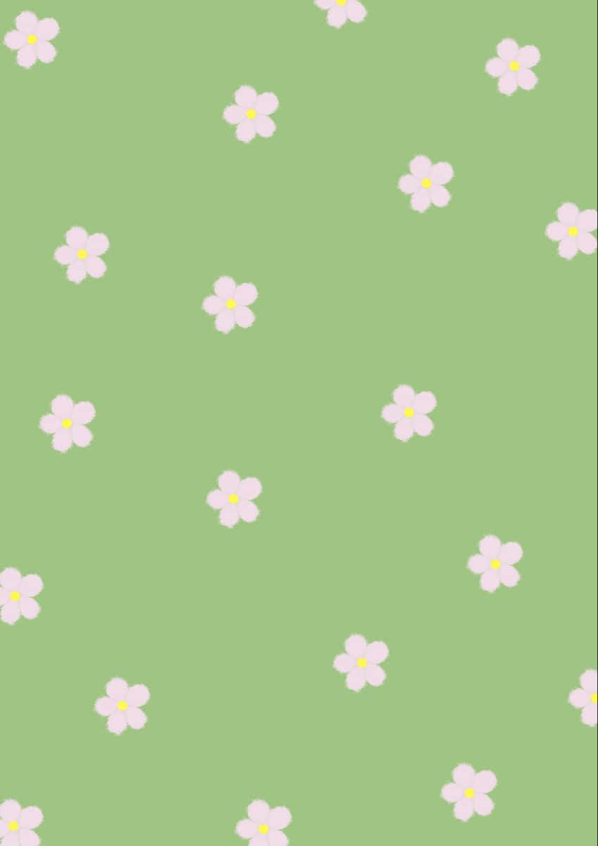 Pink And Green Aesthetic, pastel green, white flowers, SD Phone Wallpaper
