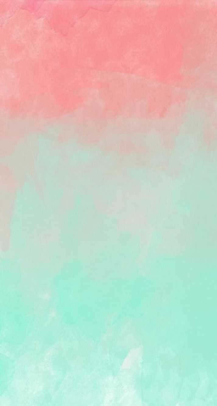 coral pink, mint green, watercolor gradient, HD Phone Wallpaper