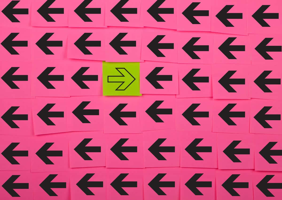 bright green arrow, pink sticky notes, black left-pointing arrows, SD Desktop Wallpaper