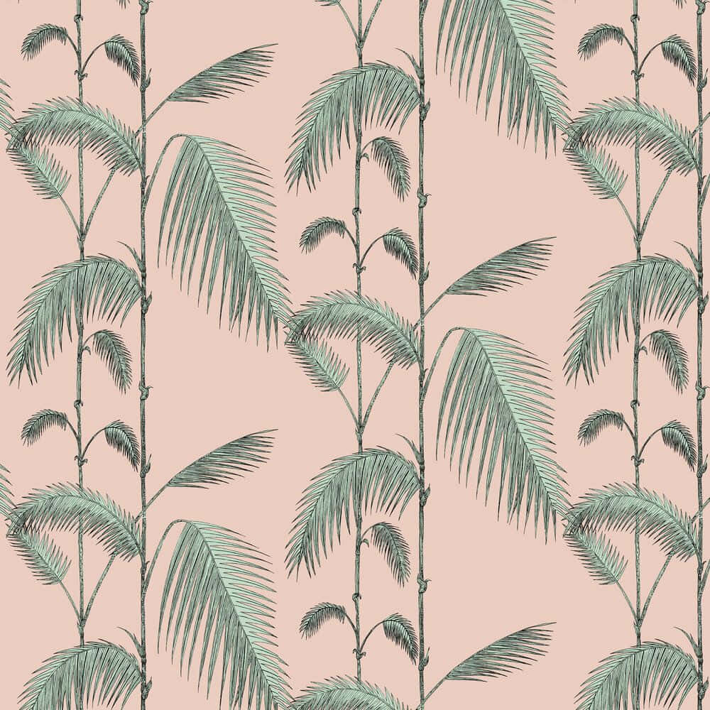 muted teal, soft blush pink, tall palm fronds, SD Desktop Wallpaper