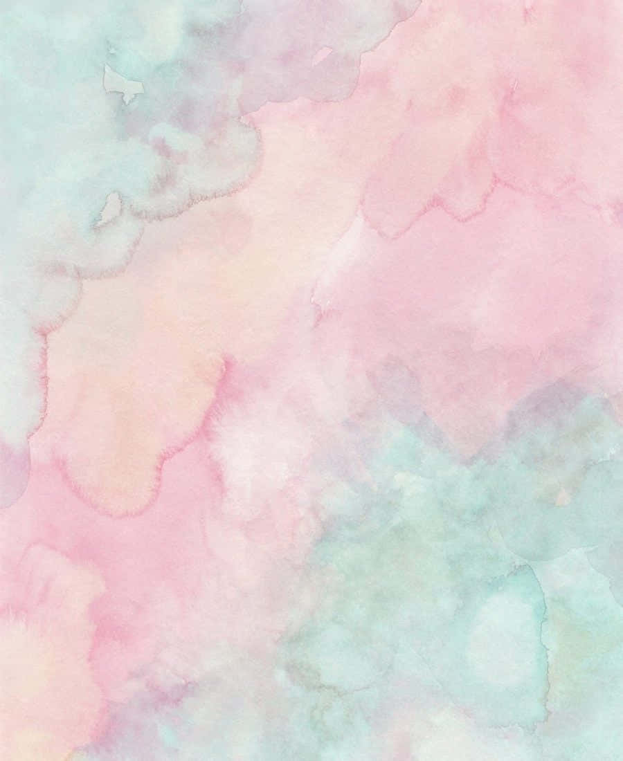 pink peach, mint green, pastel watercolor washes, SD Phone Wallpaper