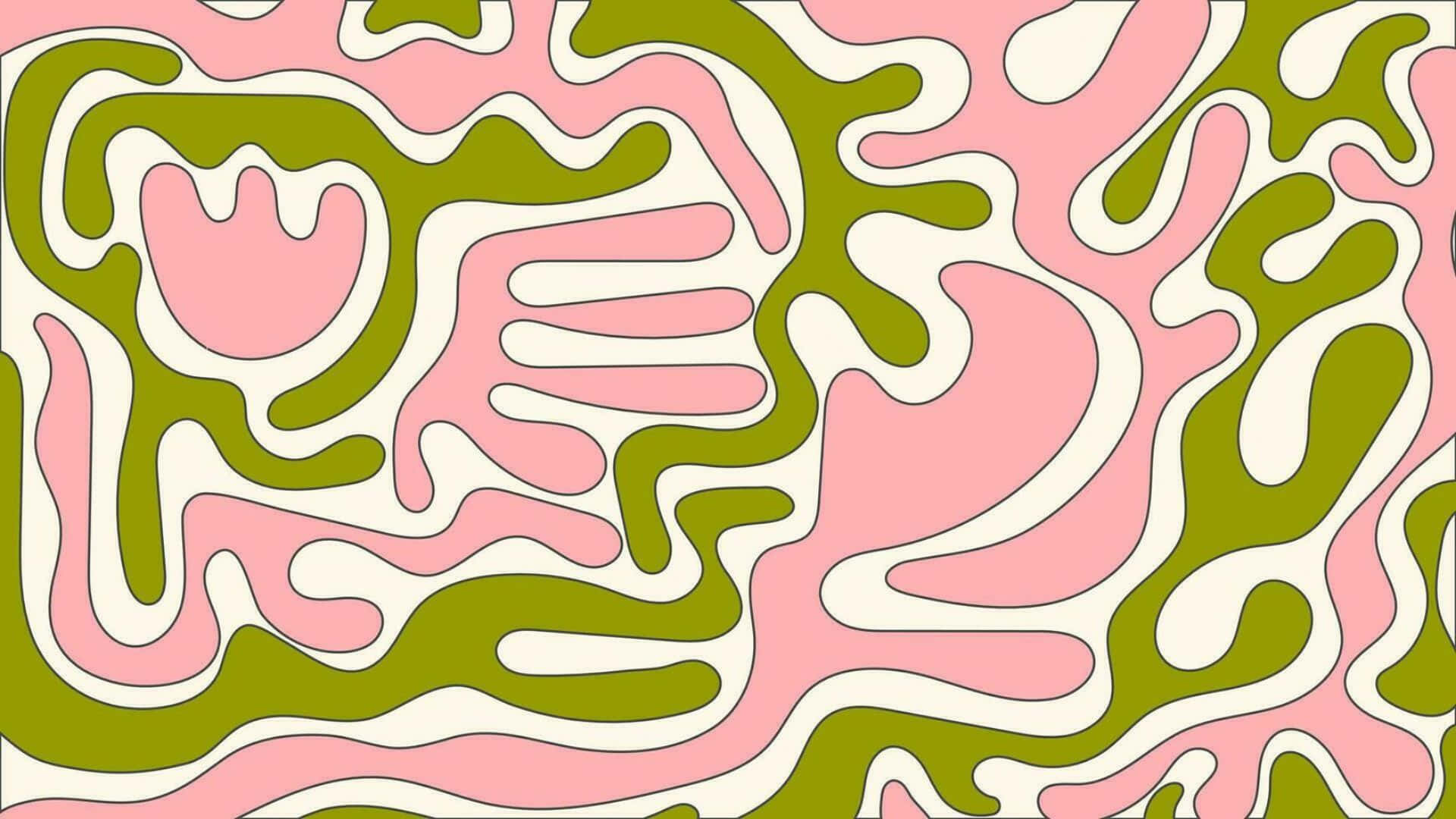 abstract pink and green art, olive green, cream, Full HD Desktop Wallpaper