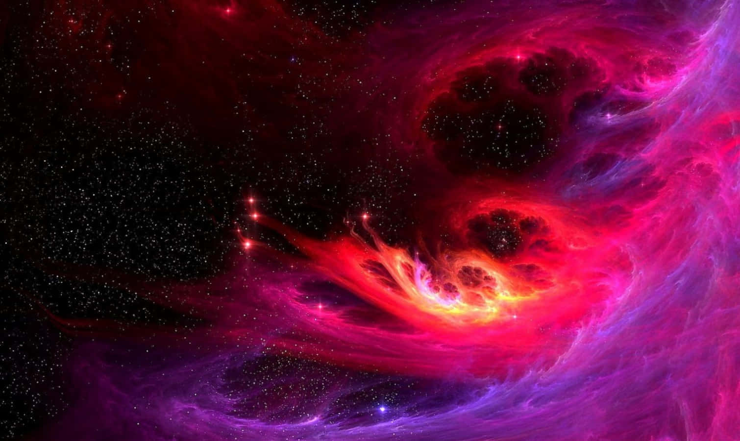 pink and purple galaxy, cosmic nebula, fiery reds purples and pinks, HD Desktop Wallpaper