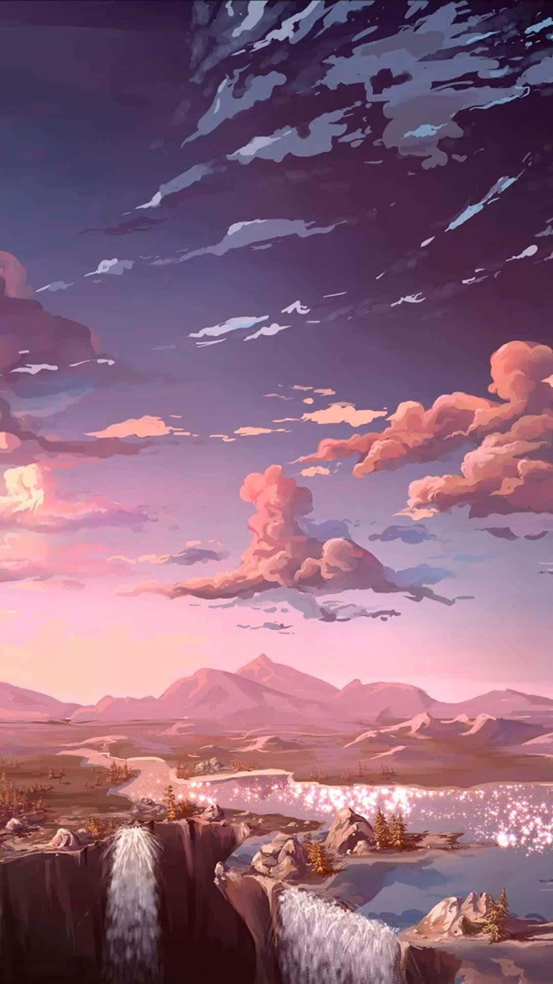 pastel pink and purple, vibrant and beautiful pastel pink and purple gradient background, serene mountain valley at dusk, Full HD Phone Wallpaper