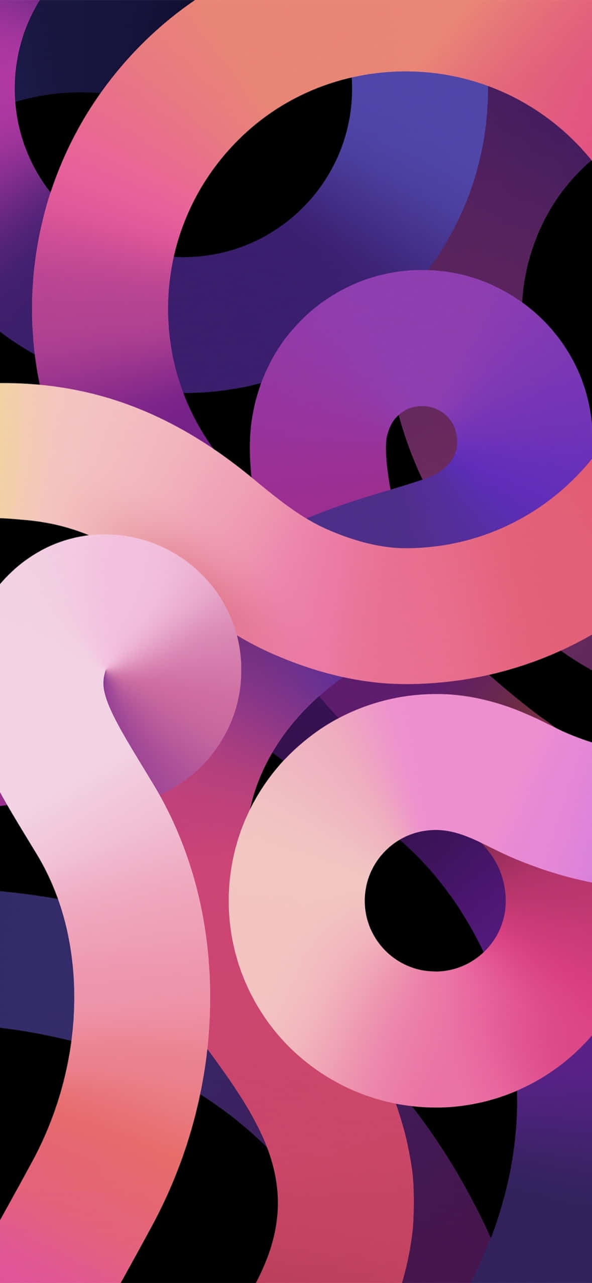 pink purple, black gradient, flowing ribbons, Full HD Phone Wallpaper