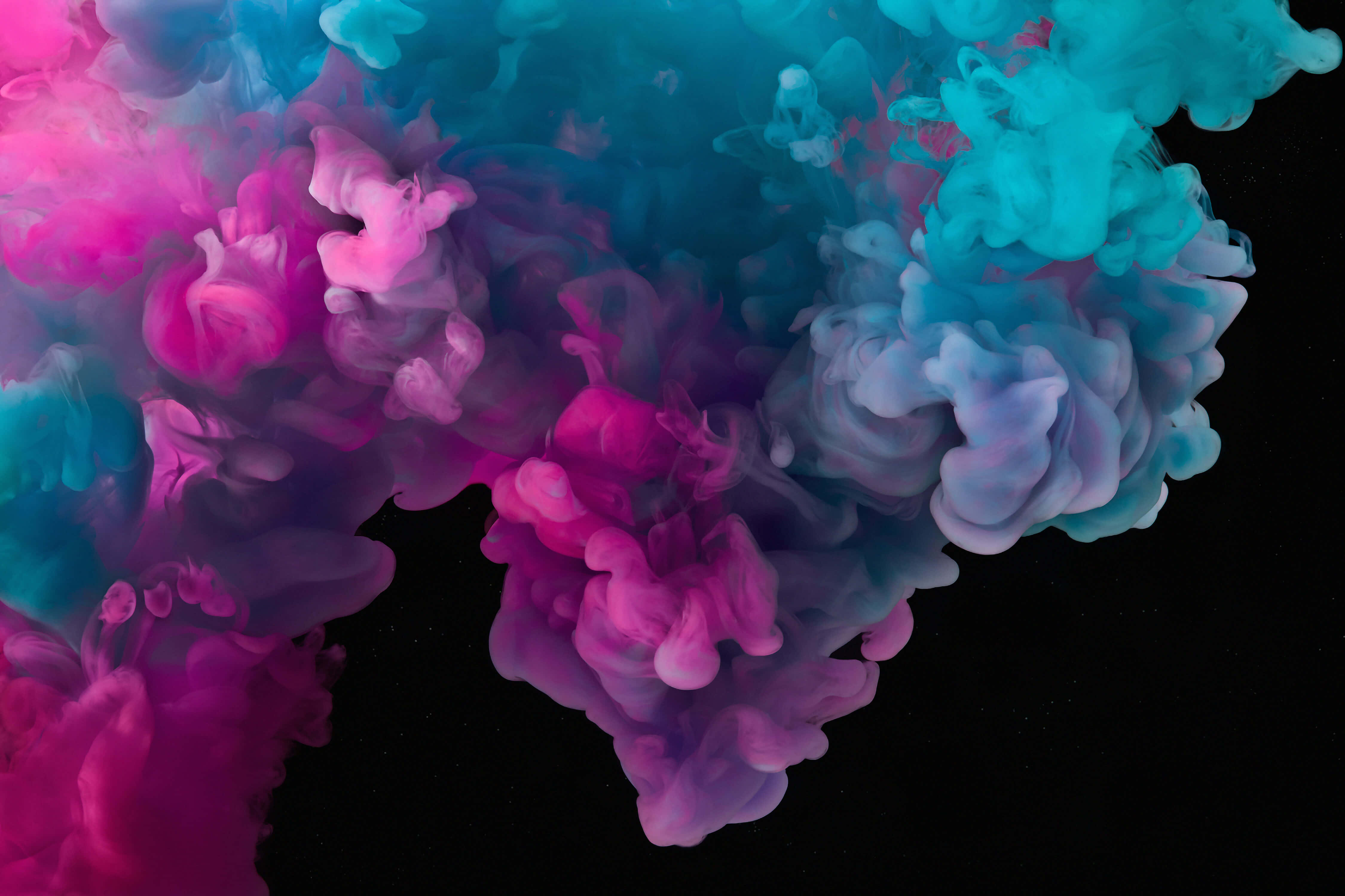Pink And Teal, vibrant pink, cyan ink, 4K Desktop Wallpaper
