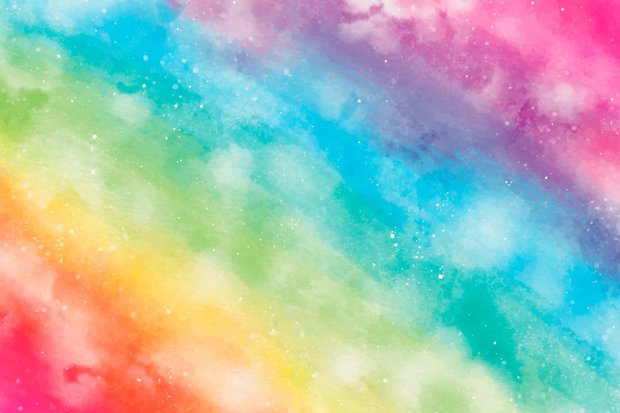 Pink And Teal, rainbow hues, watercolor swirls, Full HD Desktop Wallpaper