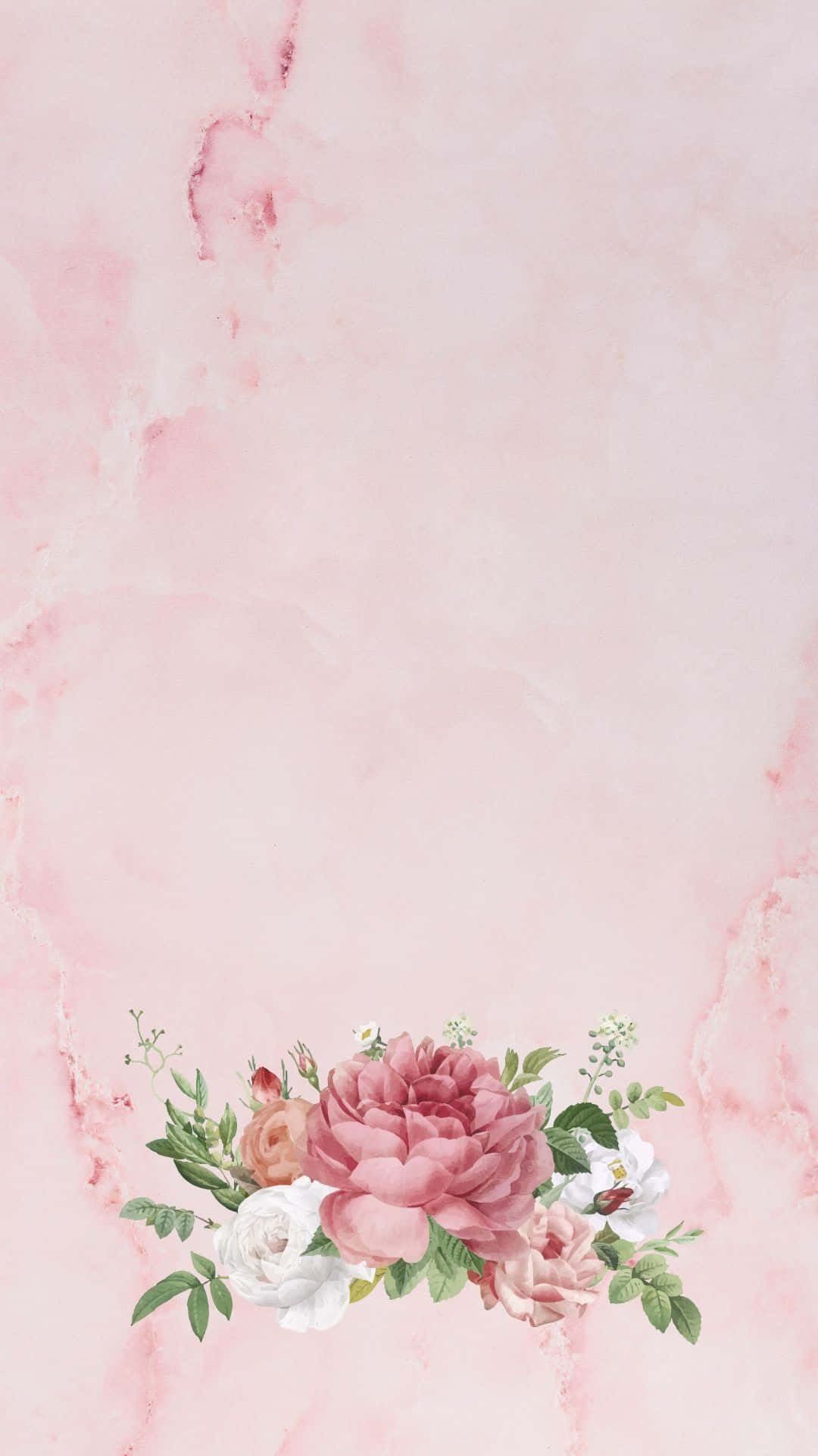 pink and white aesthetic, pink and white roses, green leaves, Full HD Phone Wallpaper