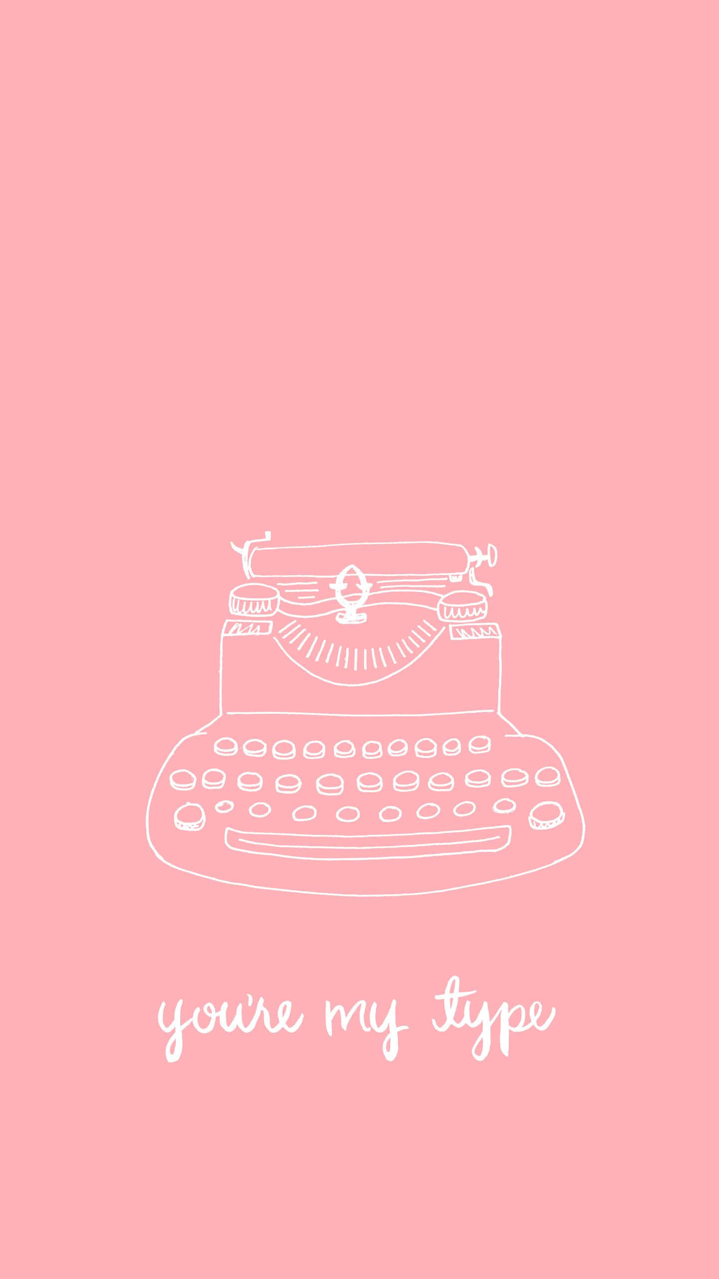 Pink And White Aesthetic, vintage typewriter, white line drawing, 2K Phone Wallpaper