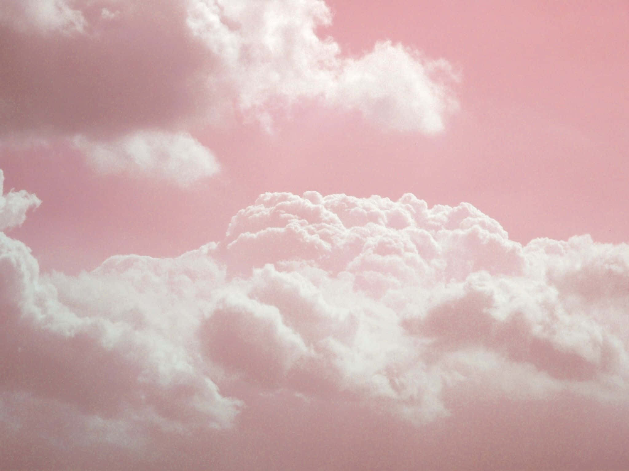 soft pink sky, fluffy white clouds, dreamy pastel gradient, Full HD Desktop Wallpaper