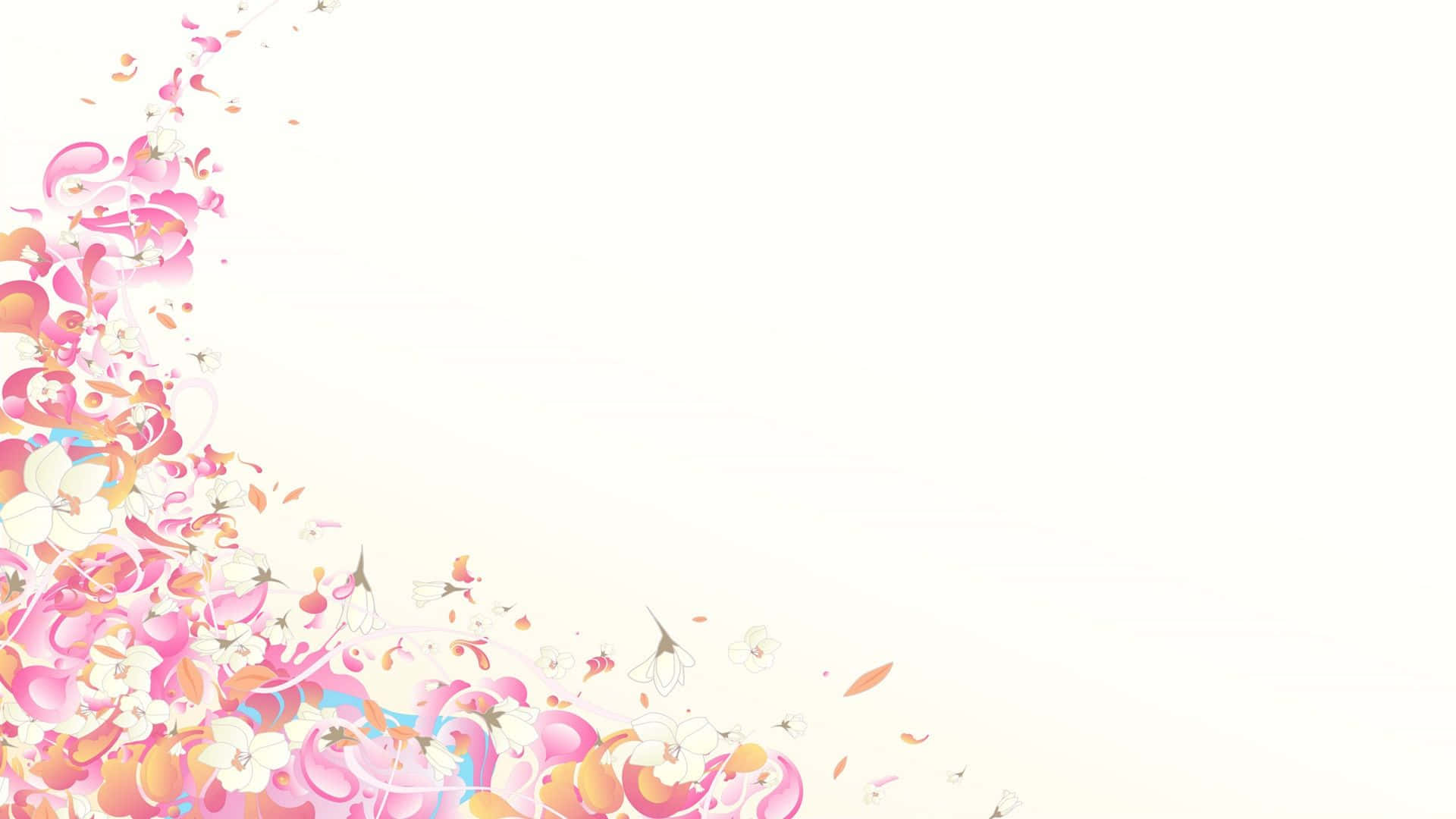 pink and white aesthetic, floral swirls, pink orange and white, Full HD Desktop Wallpaper