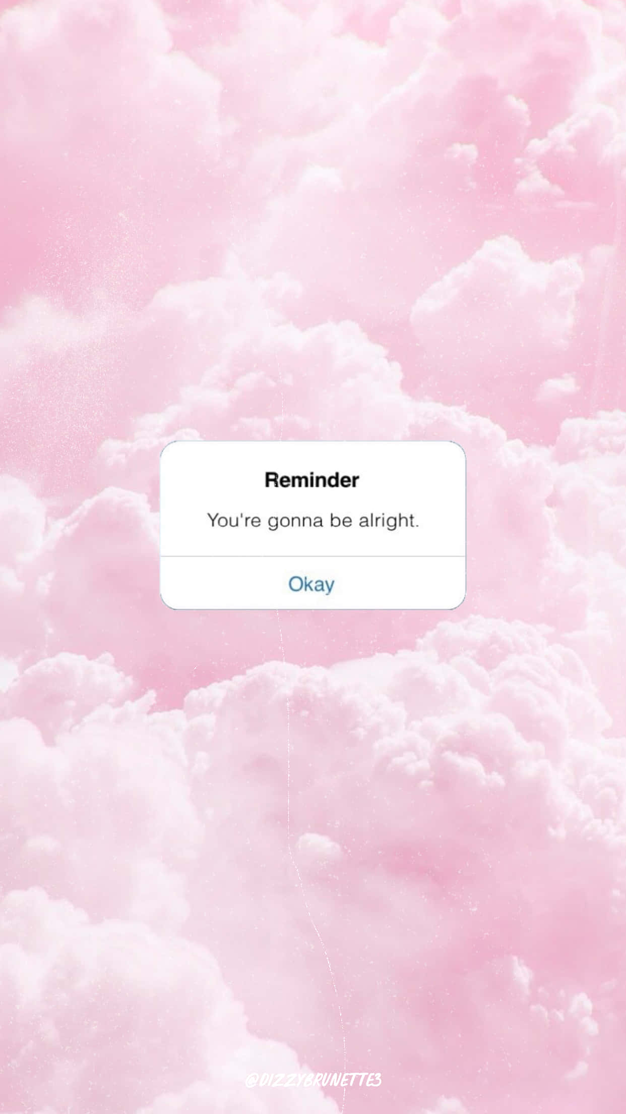 pink cloudy sky, floating reminder box, you're gonna be alright, Full HD Phone Wallpaper