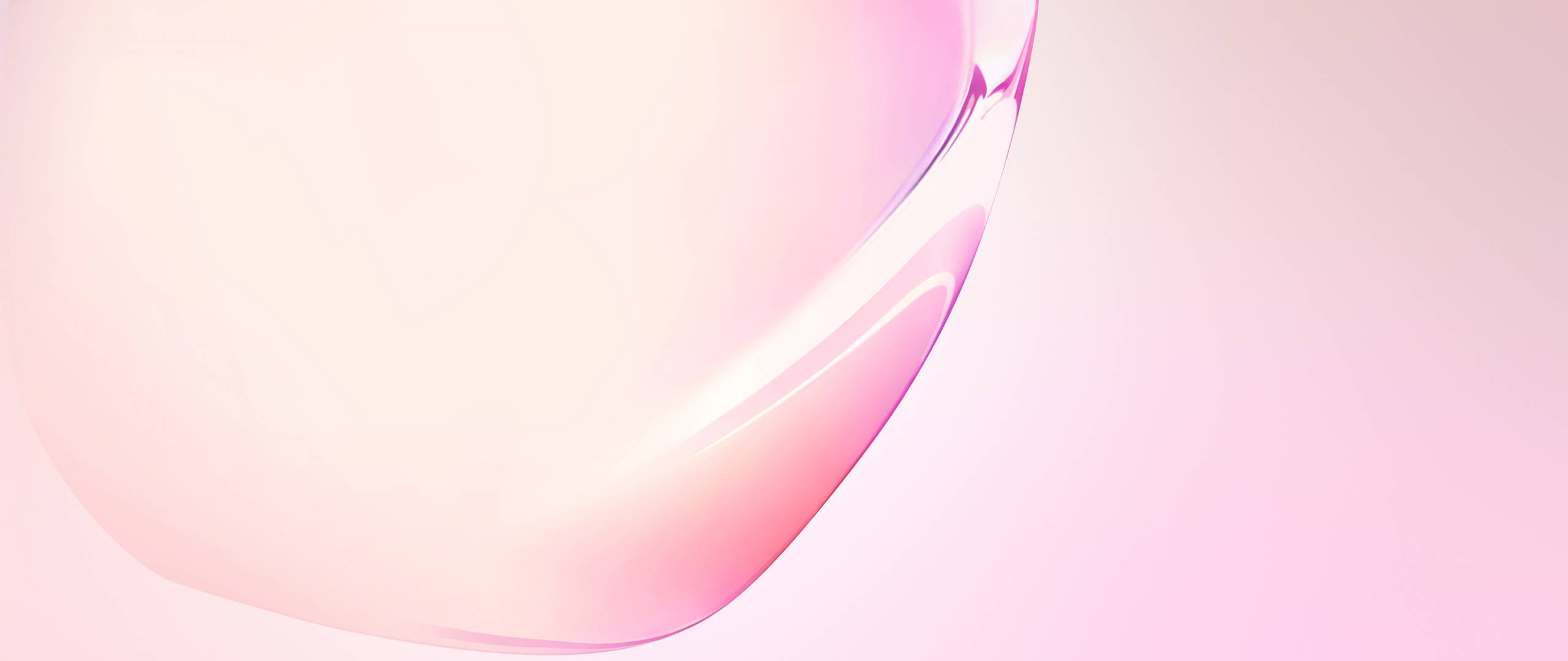 pink phone, smooth glossy pink abstract shape, soft pastel pink gradient background, 2K Desktop Wallpaper