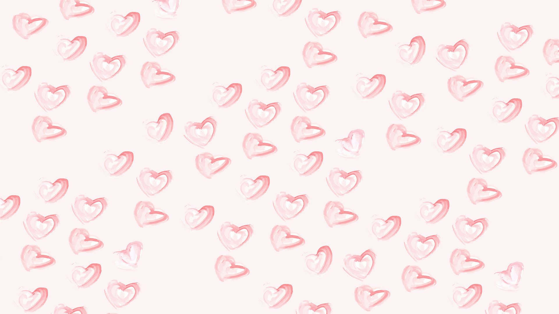 pink watercolor hearts, creamy off-white background, gentle repeating pattern, Full HD Desktop Wallpaper