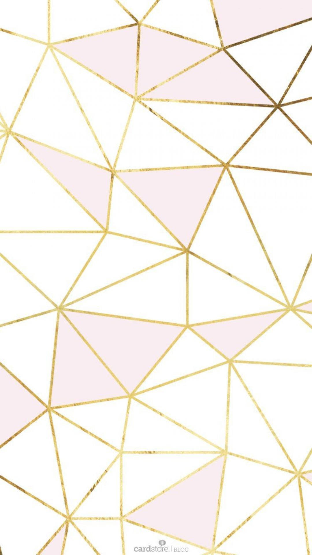 gold foil lines, triangles, soft pink and white background, Full HD Phone Wallpaper
