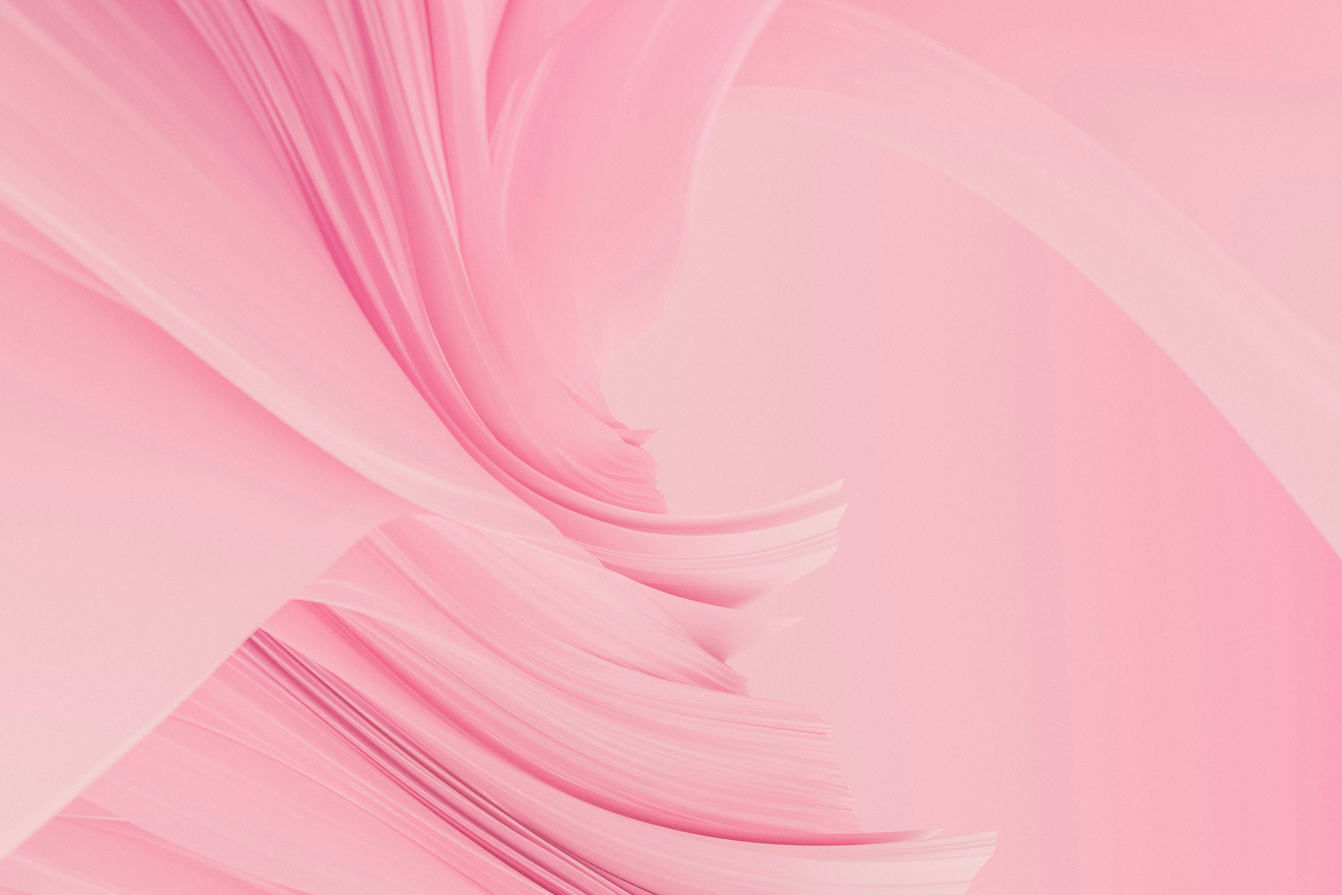 pink and white, soft pink fabric, gentle waves, 4K Desktop Wallpaper
