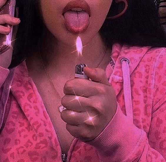 pink leopard hoodie, lit lighter, sparkly effects, SD Desktop Wallpaper
