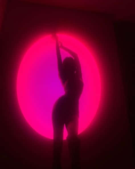 Pink Bad Girl, glowing pink circular light, silhouette, SD Phone Wallpaper