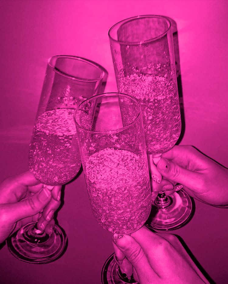 Pink Bad Girl, champagne flutes, vibrant pink monochrome glow, SD Phone Wallpaper