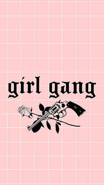 girl gang, revolver, rose graphic, SD Phone Wallpaper