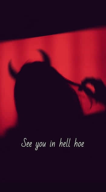 Pink Bad Girl, horned figure, glowing red curtain, SD Phone Wallpaper