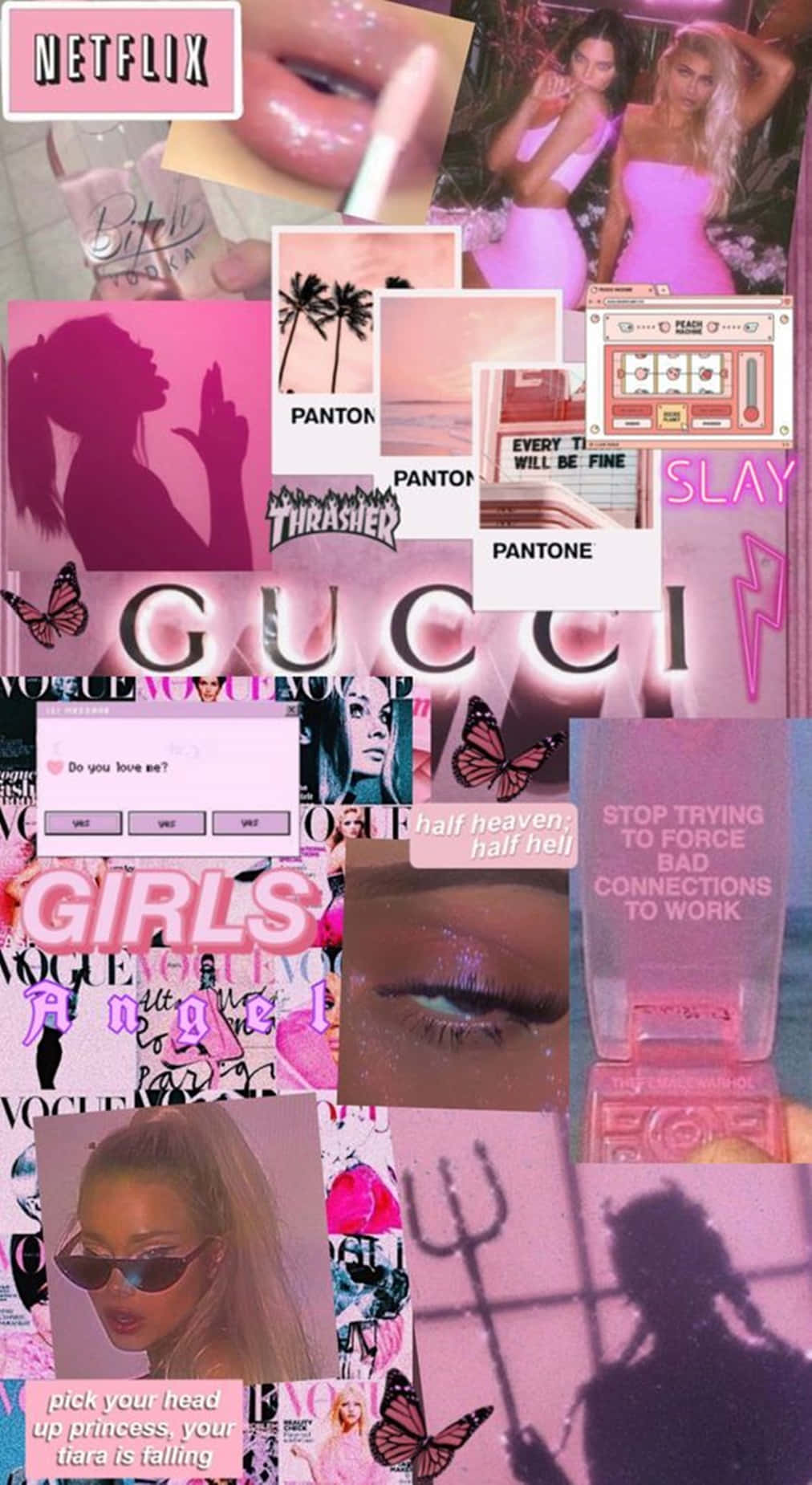 Pink Baddie Aesthetic, vibrant pink, white items, HD Phone Wallpaper