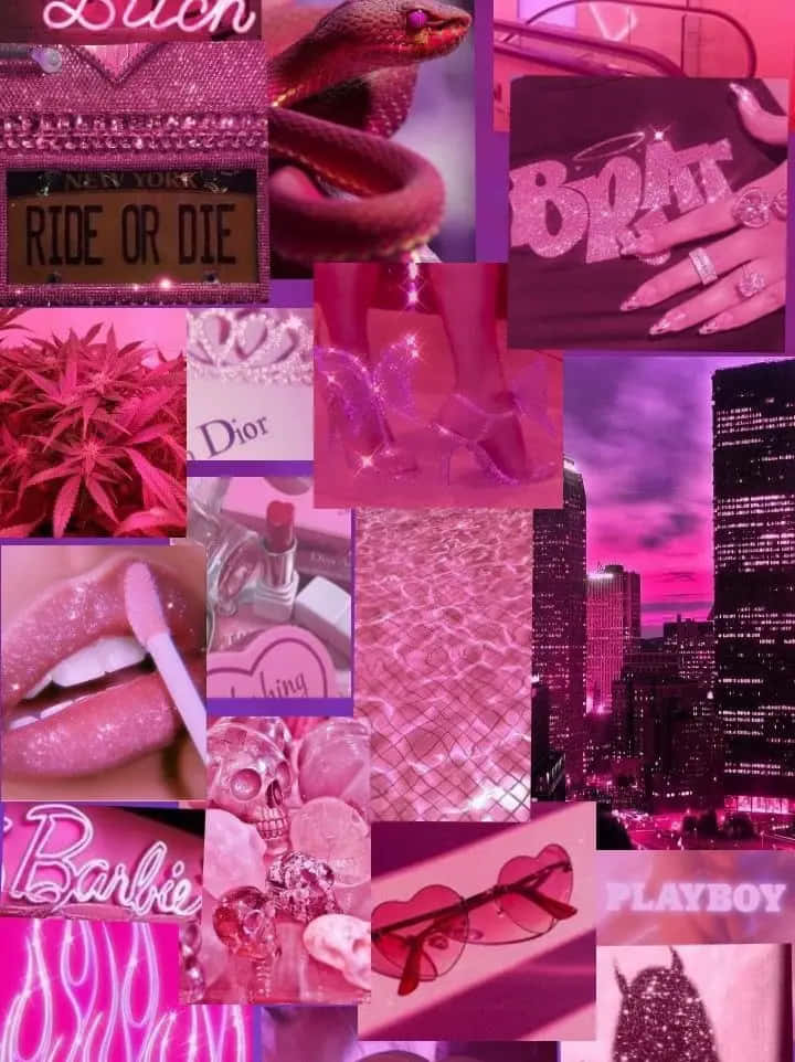 Pink Baddie Aesthetic, snake, glittery lips, SD Phone Wallpaper