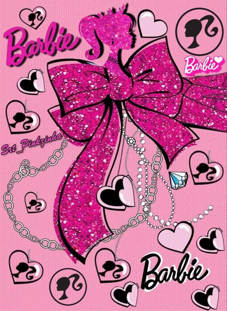 Pink Barbie, glittery pink, giant bow, SD Phone Wallpaper