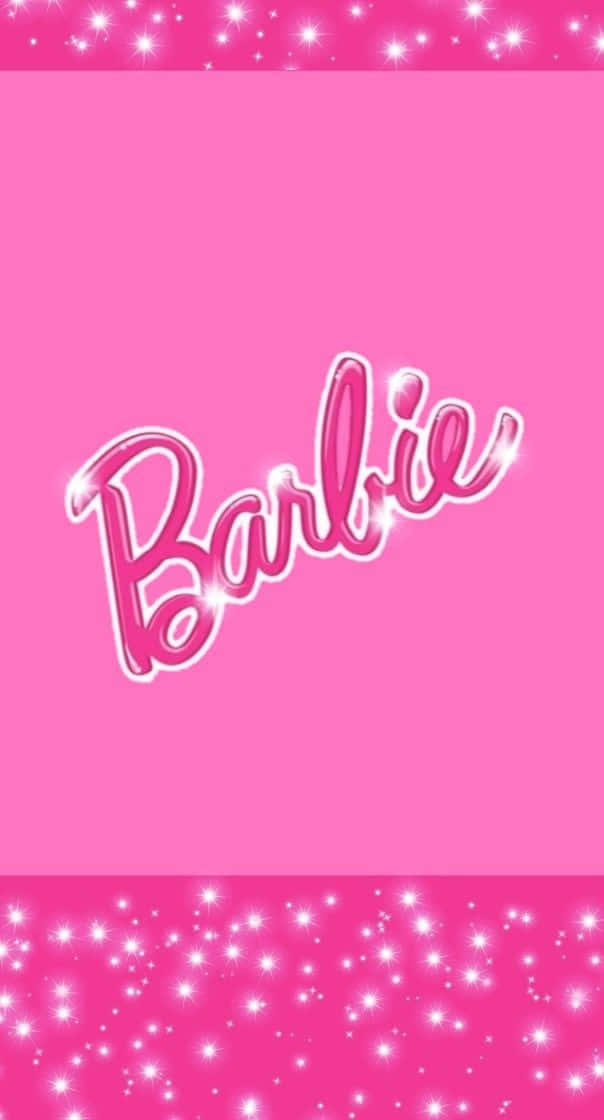 Pink Barbie, Barbie logo, sparkling glitter accents, SD Phone Wallpaper