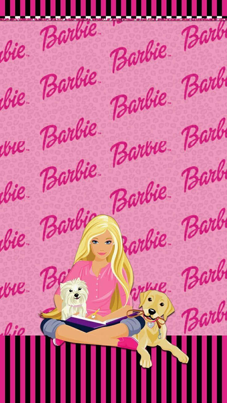 Pink Barbie, dogs, pink background, HD Phone Wallpaper