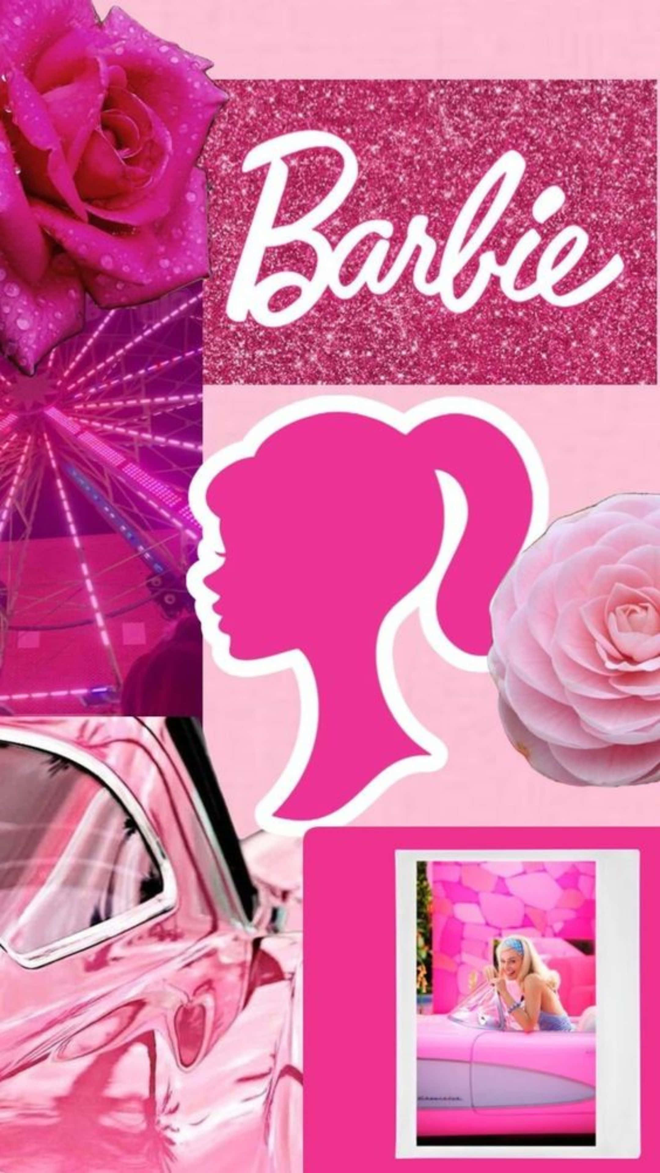 Barbie, pink, glittery background, 4K Phone Wallpaper