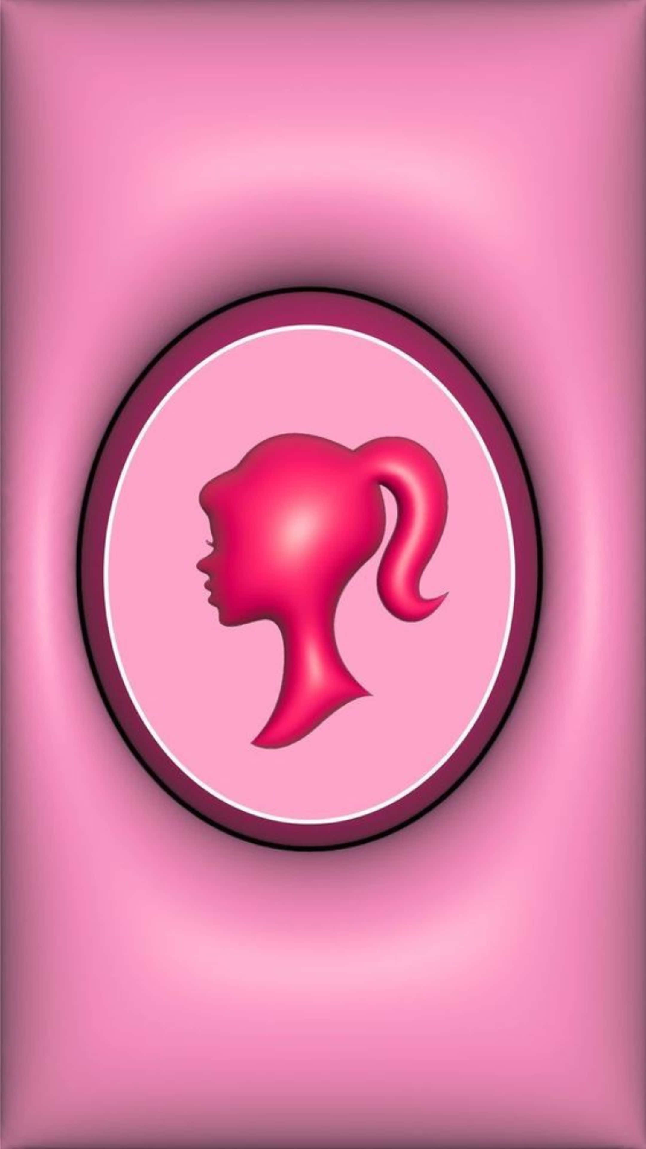 Barbie silhouette, pink aesthetic, circular frame, 4K Phone Wallpaper
