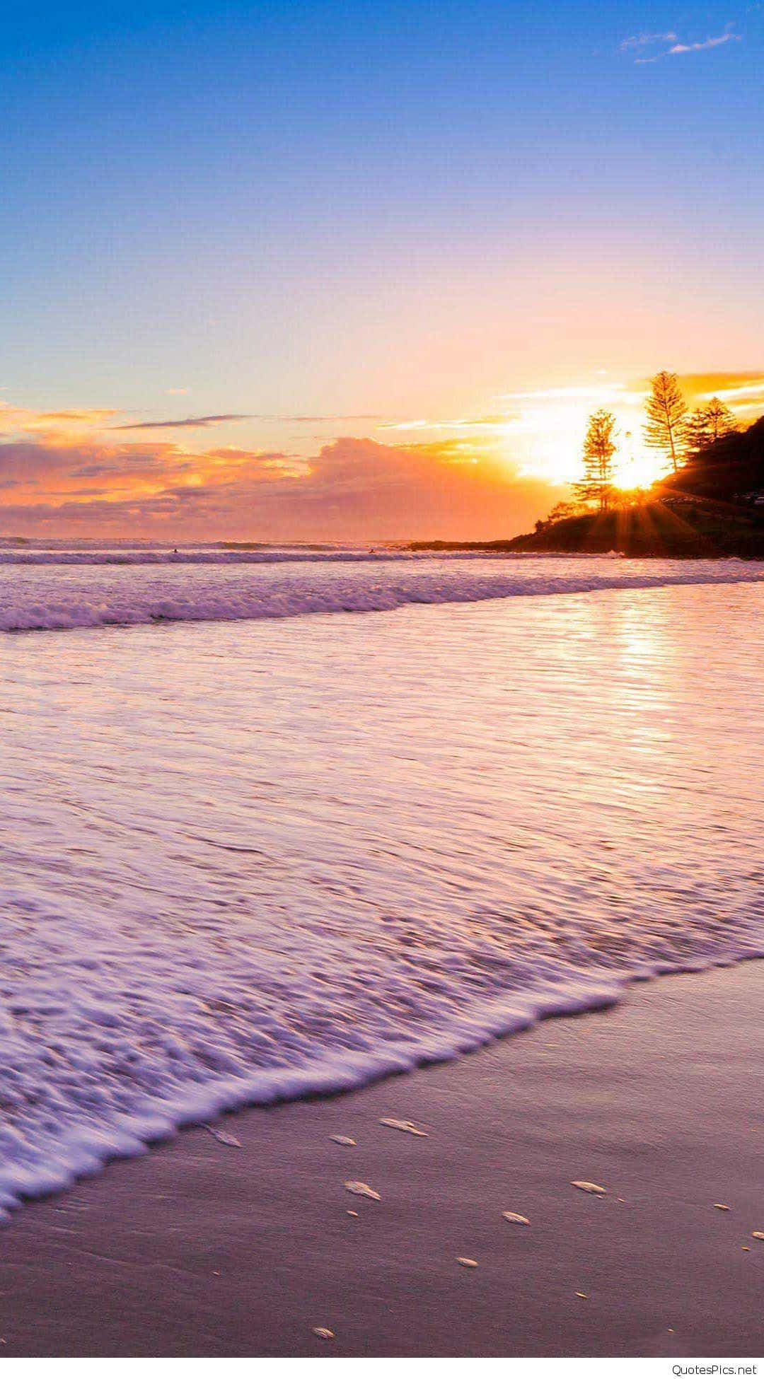 Pink Beach Sunset, sunset, ocean, Full HD Phone Wallpaper