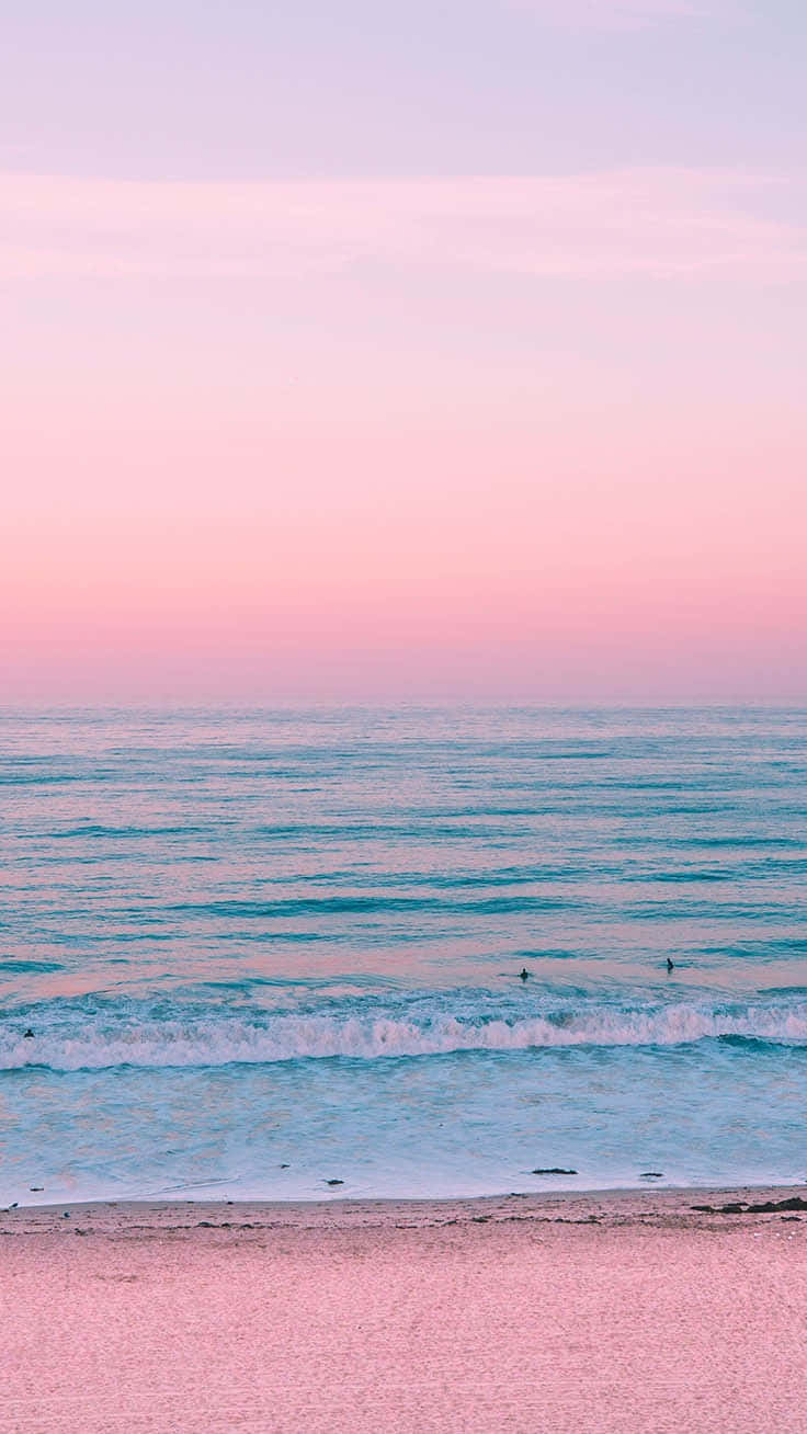 Pink Beach Sunset, pink sunset, beach, HD Phone Wallpaper