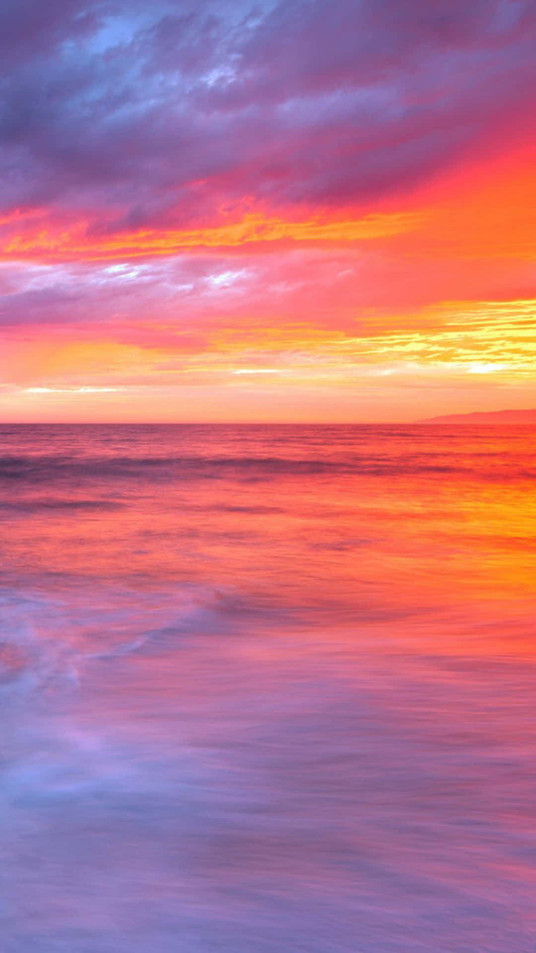 Vibrant Beach Sunset, fiery orange, purple hues, Full HD Phone Wallpaper