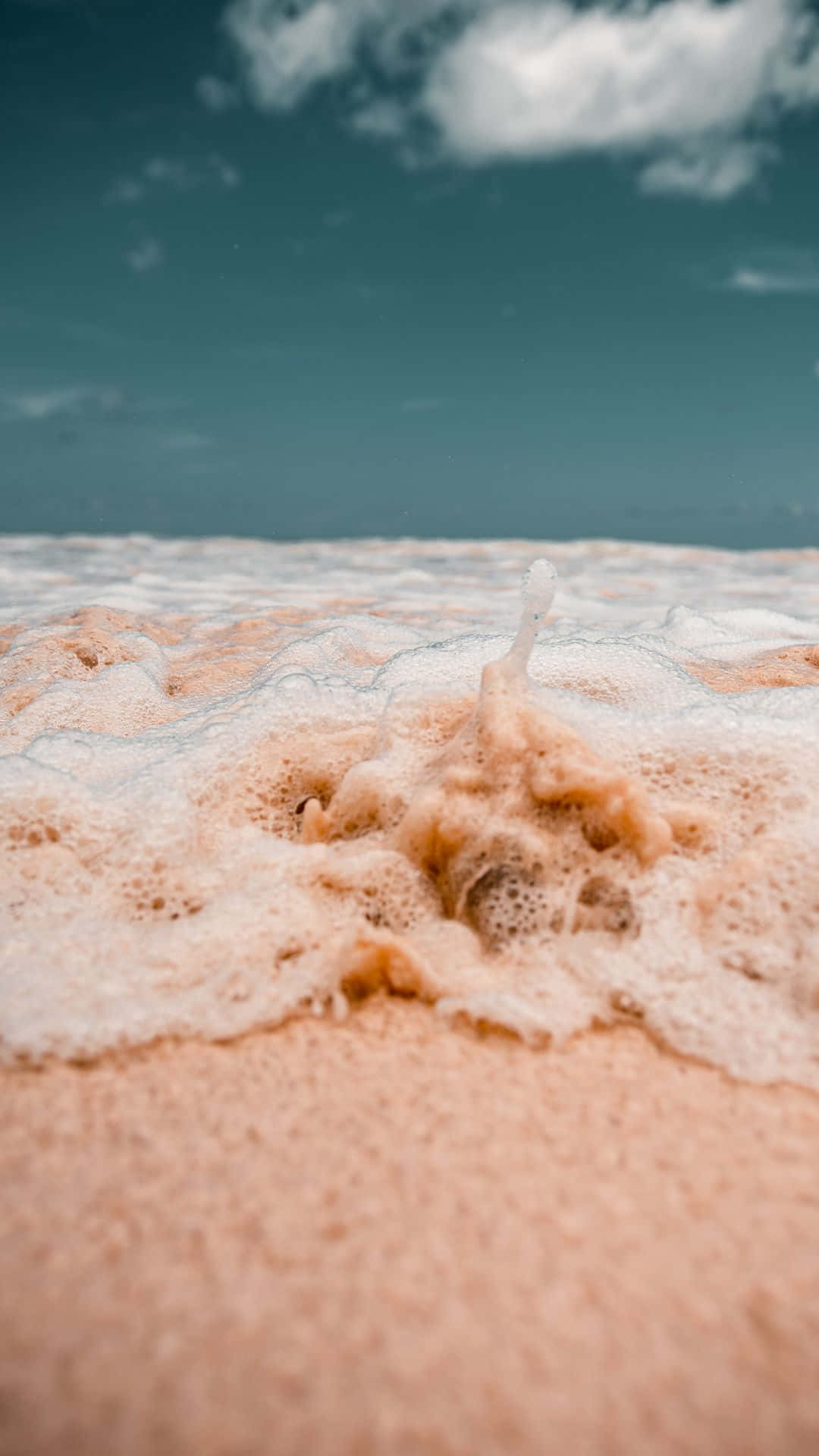 pink beach, pinkish ocean foam, sandy shore, Full HD Phone Wallpaper