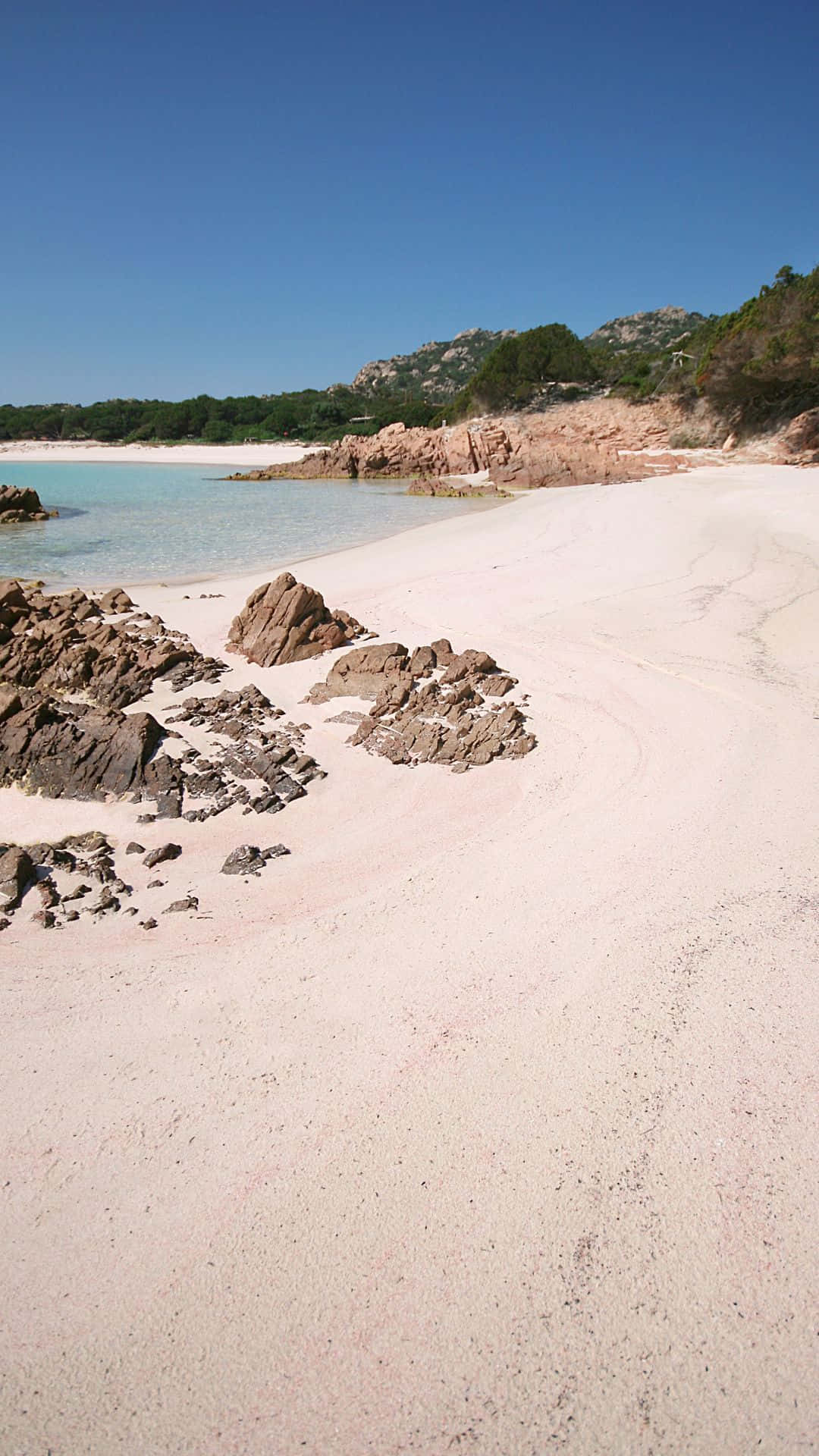 Pink Beach, soft pink sand, turquoise water, Full HD Phone Wallpaper