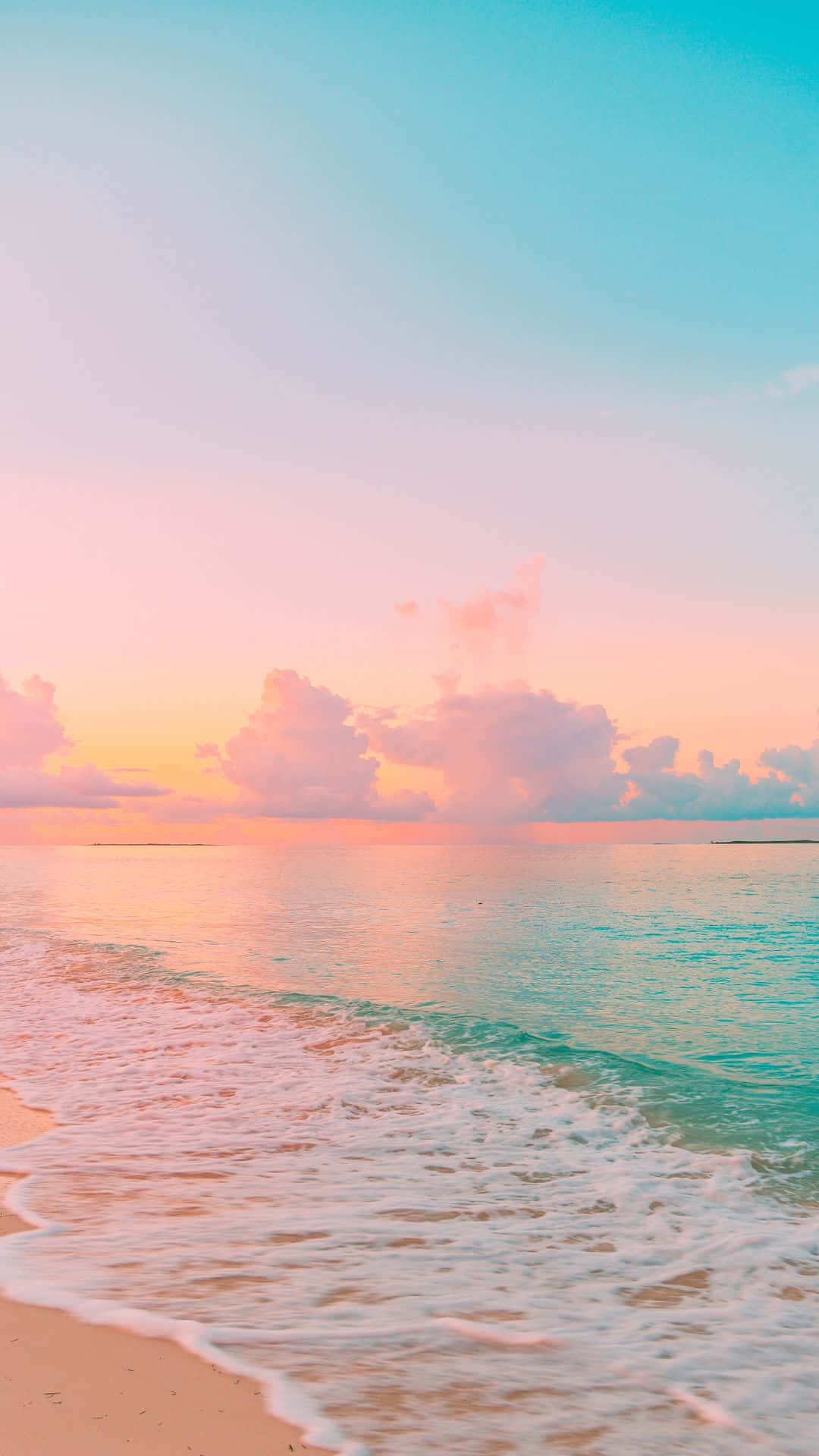 Pink Beach, pastel pink, turquoise, Full HD Phone Wallpaper