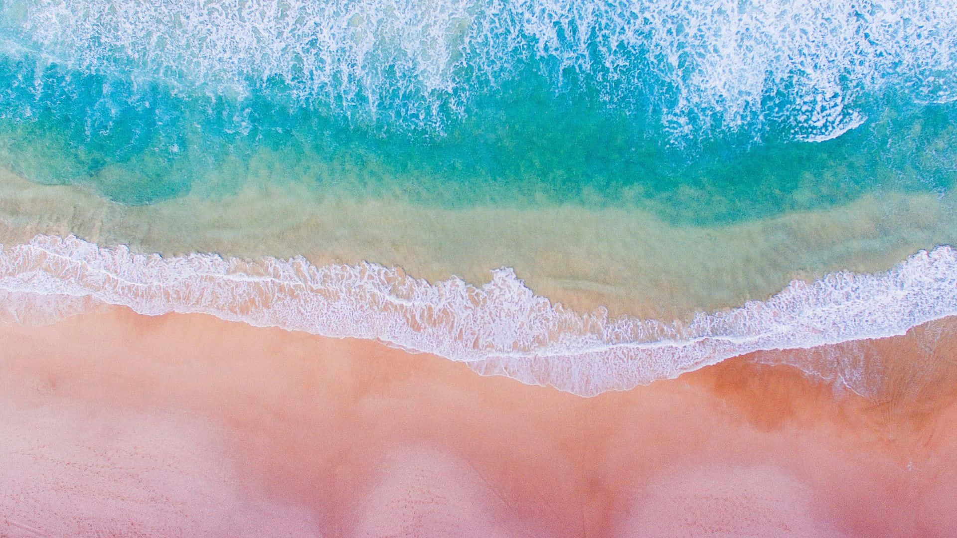 Pink Beach, turquoise waves, soft pink sandy beach, Full HD Desktop Wallpaper