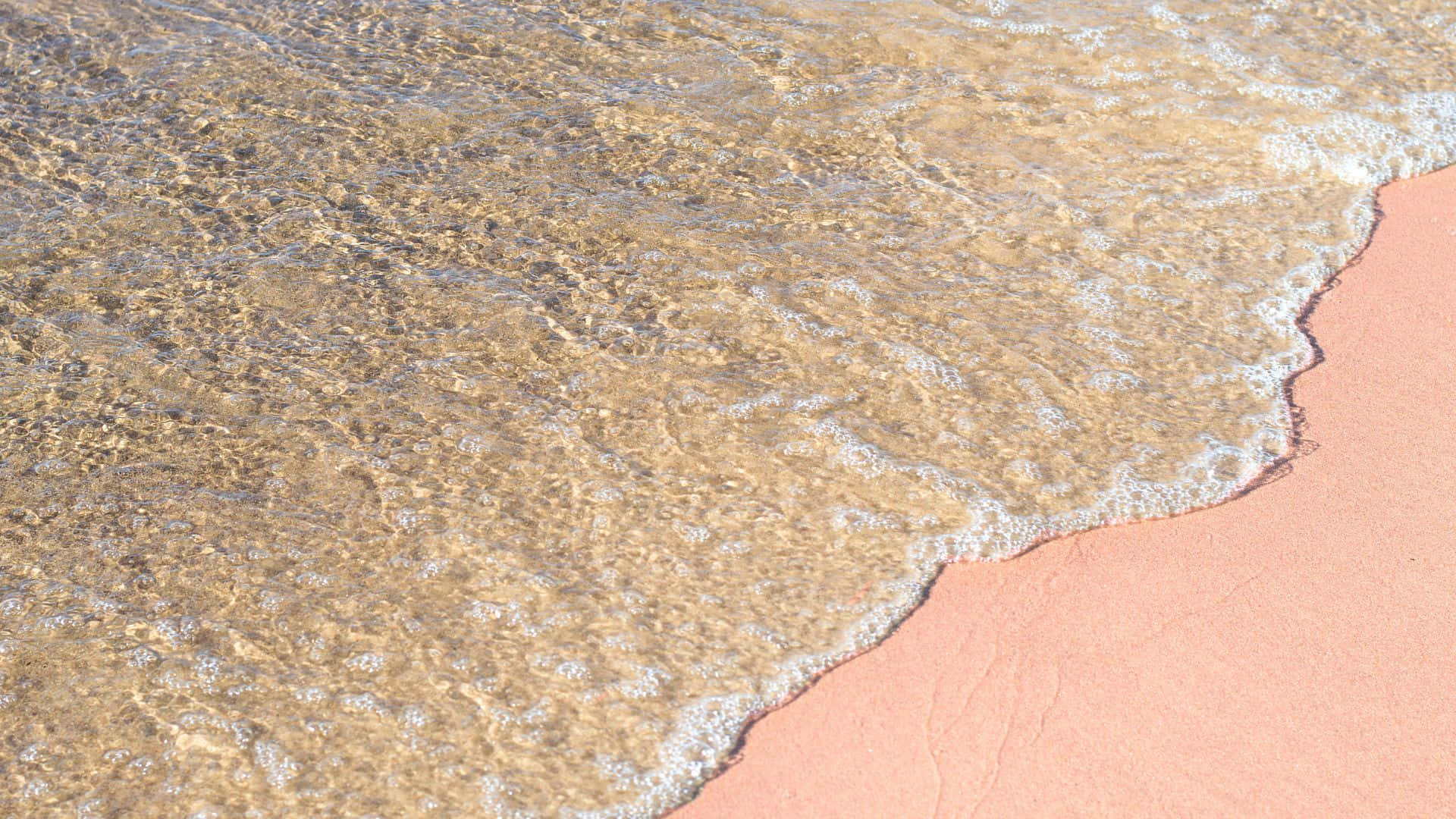 Pink Beach, soft pink sandy beach, clear shallow waves, Full HD Desktop Wallpaper
